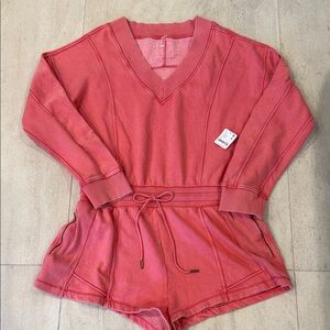 NWT Free People Pink V-Neck Romper - size XL
